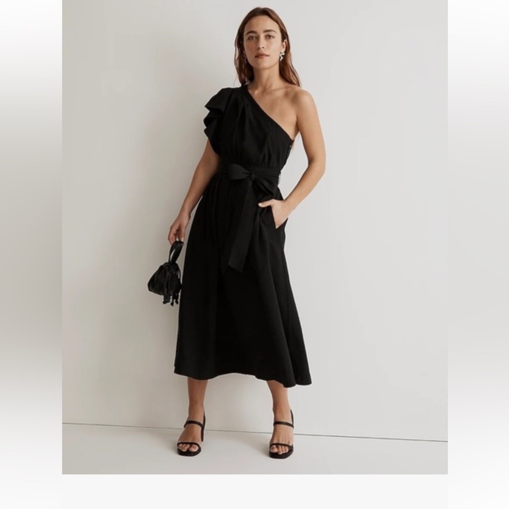 Madewell One‎ Shoulder Ruffle Dress